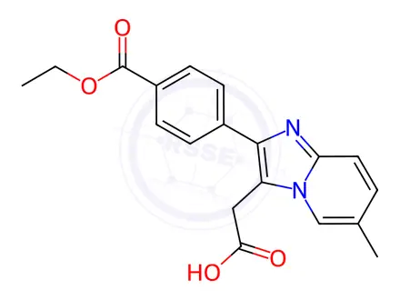 Chemical structure of 2-[4-(Ethoxycarbonyl)phenyl]-6-methyl-imidazo[1,2-a]pyridine-3-acetic Acid
