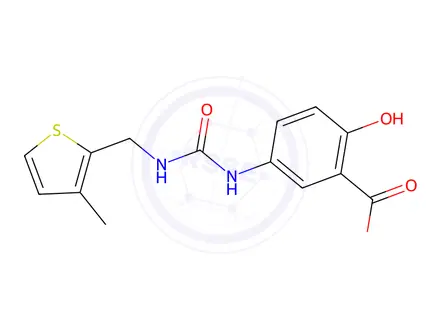 Chemical structure of 2-Hydroxy-5-(3-((3-methylthiophen-2-yl)methyl)ureido)benzoic acid