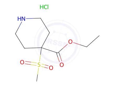 Chemical structure of ethyl 4-methanesulfonylpiperidine-4-carboxylate hydrochloride