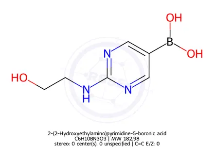 Chemical structure of 2-(2-Hydroxyethylamino)pyrimidine-5-boronic acid