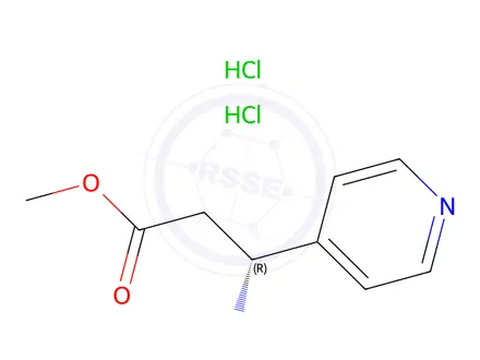 Chemical structure of Methyl (R)-3-amino-3-(pyridin-4-yl)propanoate dihydrochloride