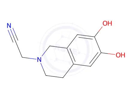 Chemical structure of 2(1H)-Isoquinolineacetonitrile, 3,4-dihydro-6,7-dihydroxy-(9CI)