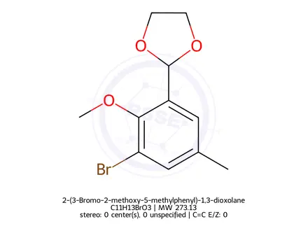 Chemical structure of 2-(3-Bromo-2-methoxy-5-methylphenyl)-1,3-dioxolane