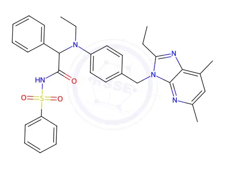 Chemical structure of 3-((4-(N-(((phenylsulfonyl)carbamoyl)phenylmethyl)-N-ethylamino)phenyl)methyl)-5,7-dimethyl-2-ethyl-3H-imidazo(4,5-b)pyridine