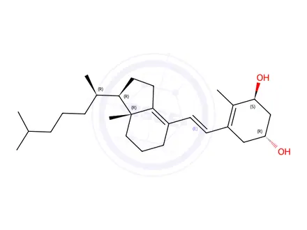 Chemical structure of (1R,3S)-4-Methyl-5-((E)-2-((1R,7aR)-7a-methyl-1-((R)-6-methylheptan-2-yl)-2,3,5,6,7,7a-hexahydro-1H-inden-4-yl)vinyl)cyclohex-4-ene-1,3-diol