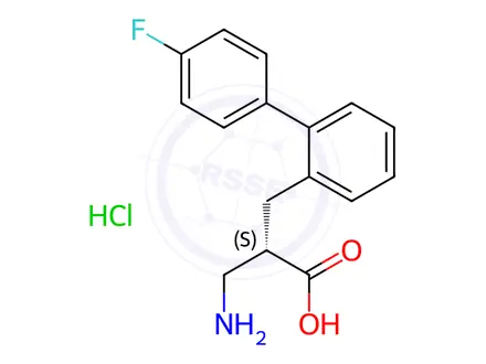 Chemical structure of (S)-3-amino-2-((4'-fluoro-[1,1'-biphenyl]-2-yl)methyl)propanoicacid-HCl