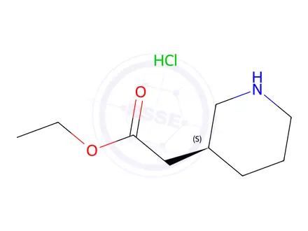 Chemical structure of Ethyl (S)-2-(piperidin-3-yl)acetate hydrochloride