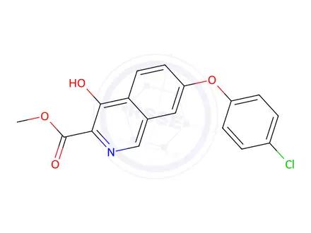 Chemical structure of methyl 1-(acetoxymethyl)-4-hydroxy-6-phenoxyisoquinoline-3-carboxylate