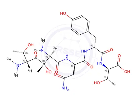 Chemical structure of D-Threonyl-d3-D-threonyl-d3-D-asparaginyl-D-tyrosyl-D-Threonine