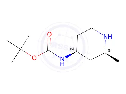 Chemical structure of (2S,4S)-(2-Methyl-piperidin-4-yl)-carbamic acid tert-butyl ester