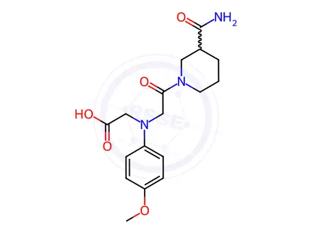 Chemical structure of [{2-[3-(Aminocarbonyl)piperidin-1-yl]-2-oxoethyl}(4-methoxyphenyl)amino]acetic acid