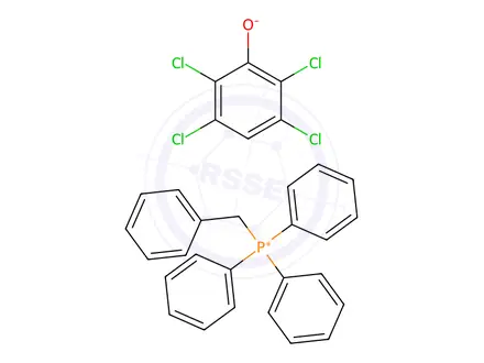 Chemical structure of benzyltriphenylphosphonium, salt with 2,3,5,6-tetrachlorophenol (1:1)