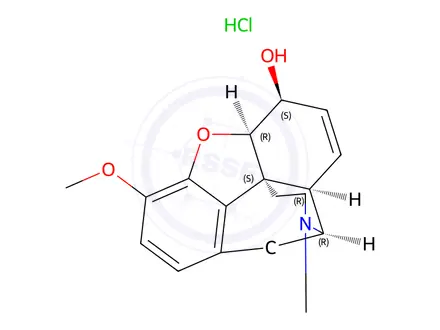 Chemical structure of codeine hydrochloride