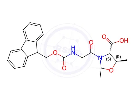 Chemical structure of Fmoc-Gly-Thr[Psi(Me,Me)Pro]-OH