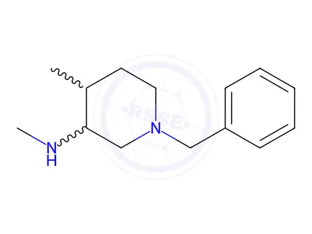Chemical structure of 1-Benzyl-4-methyl-3-(methylamino)piperidine dihydrochloride