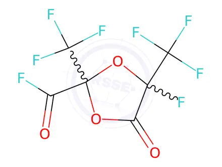 Chemical structure of 4-Fluoro-5-Oxo-2,4-Bis(Trifluoromethyl)-1,3-Dioxolane-2-Carbonyl Fluoride