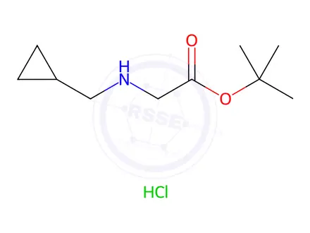 Chemical structure of tert-butyl 2-[(cyclopropylmethyl)amino]acetate hydrochloride