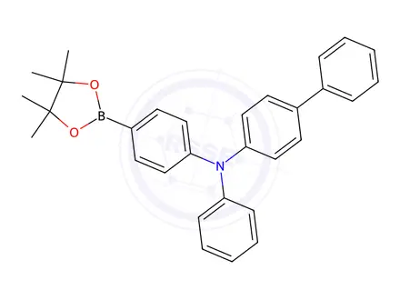 Chemical structure of N-phenyl-N-(4-(4,4,5,5-tetramethyl-1,3,2-dioxaborolan-2-yl)phenyl)-[1,1'-biphenyl]-4-amine