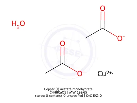 Chemical structure of Copper (II) acetate monohydrate