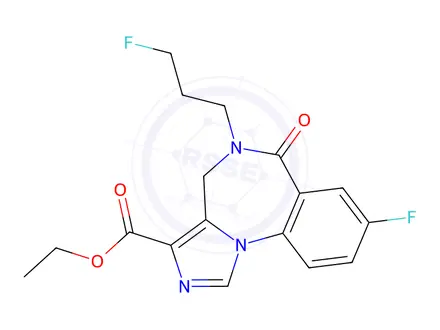 Chemical structure of ethyl 8-fluoro-5,6-dihydro-5-(3'-fluoropropyl)-6-oxo-4H-imidazol(1,5-a)(1,4)benzodiazepine-3-carboxylate