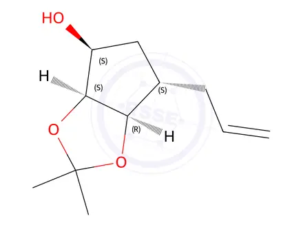 Chemical structure of (3aS,4S,6S,6aR)-6-Allyl-2,2-dimethyltetrahydro-4H-cyclopenta[d][1,3]dioxol-4-ol