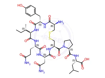 Chemical structure of Oxytocin Impurity 13(Des Gly9 Oxytocin)