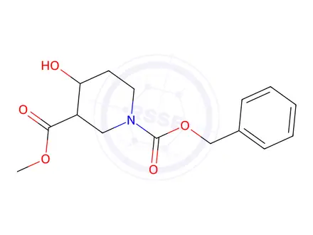 Chemical structure of 1-Benzyl 3-methyl 4-hydroxypiperidine-1,3-dicarboxylate