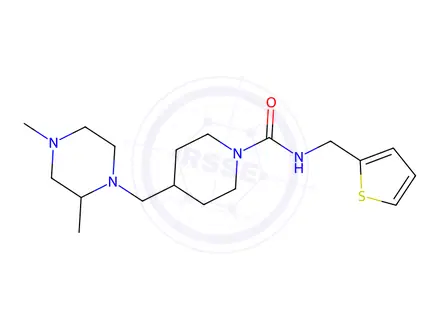 Chemical structure of 4-((2,4-Dimethylpiperazin-1-yl)methyl)-N-(thiophen-2-ylmethyl)piperidine-1-carboxamide