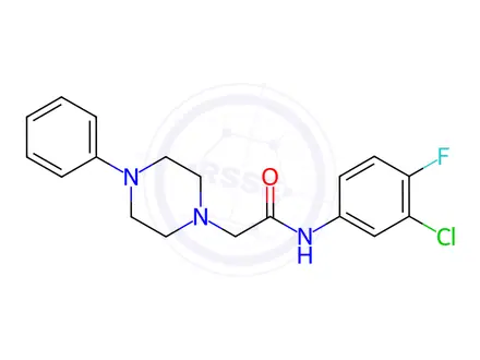 Chemical structure of N-(3-chloro-4-fluorophenyl)-2-(4-phenylpiperazin-1-yl)acetamide