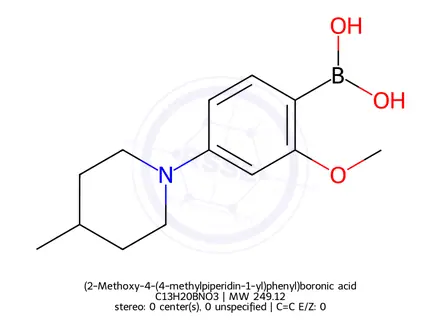 Chemical structure of (2-Methoxy-4-(4-methylpiperidin-1-yl)phenyl)boronic acid