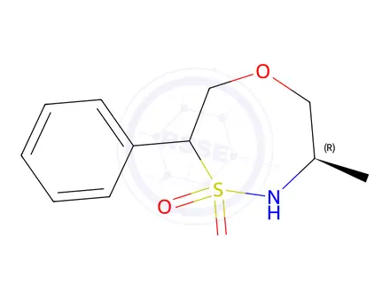 Chemical structure of (6R)-6-Methyl-3-phenyl-1,4,5-oxathiazepane 4,4-dioxide