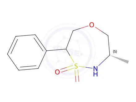 Chemical structure of (6S)-6-Methyl-3-phenyl-1,4,5-oxathiazepane 4,4-dioxide