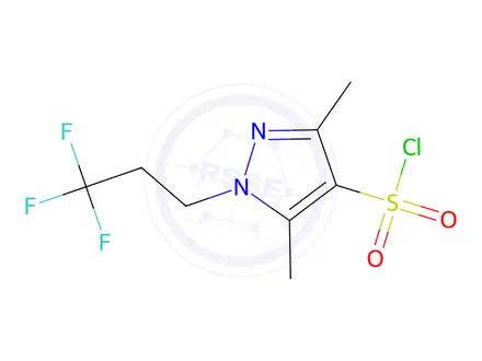 Chemical structure of 3,5-dimethyl-1-(3,3,3-trifluoropropyl)-1H-pyrazole-4-sulfonyl chloride