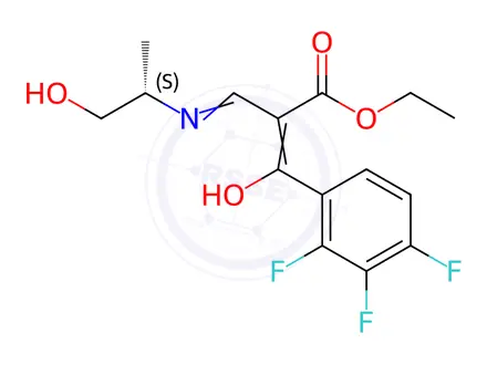 Chemical structure of 2,3,4-Trifluoro-α-[[[(1S)-2-hydroxy-1-methylethyl]amino]methylene]-β-oxo-benzenepropanoic Acid Ethyl Ester