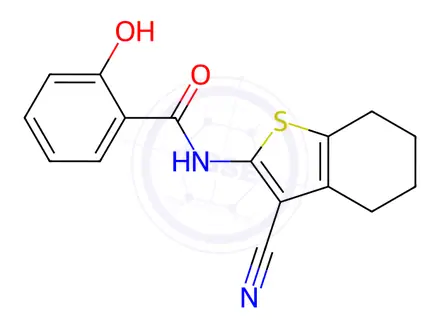 Chemical structure of N-(3-Cyano-4,5,6,7-tetrahydro-1-benzothien-2-yl)-2-hydroxybenzamide