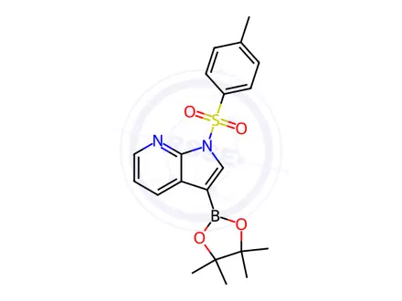 Chemical structure of 1H-Pyrrolo[2,3-b]pyridine, 1-[(4-methylphenyl)sulfonyl]-3-(4,4,5,5-tetramethyl-1,3,2-dioxaborolan-2-yl)-