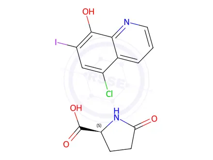 Chemical structure of 5-oxo-L-proline, compound with 5-chloro-7-iodoquinolin-8-ol (1:1)