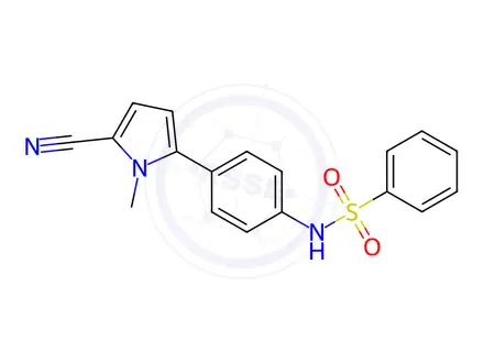 Chemical structure of N-(4-(5-Cyano-1-methyl-1H-pyrrol-2-yl)phenyl)benzenesulfonamide