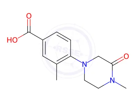 Chemical structure of Benzoic acid, 3-methyl-4-(4-methyl-3-oxo-1-piperazinyl)-