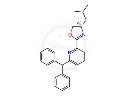 Chemical structure of (S)-2-(6-Benzhydrylpyridin-2-yl)-4-isobutyl-4,5-dihydrooxazole