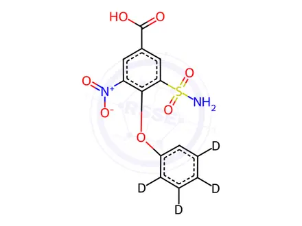 Chemical structure of 3-Nitro-4-phenoxy-5-sulfamoylbenzoic Acid-d5