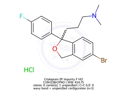 Chemical structure of Citalopram EP Impurity F HCl