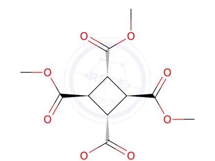 Chemical structure of tetramethyl 1,2,3,4-cyclobutanetetracarboxylate