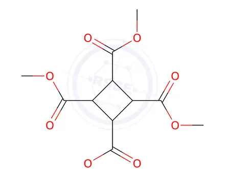 Chemical structure of cis-trans-cis-Tetramethyl cyclobutane-1,2,3,4-tetracarboxylate