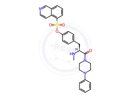 Chemical structure of 1-[(S)-O-(5-Isoquinolinesulfonyl)-N-methyltyrosyl]-4-phenyl-piperazine