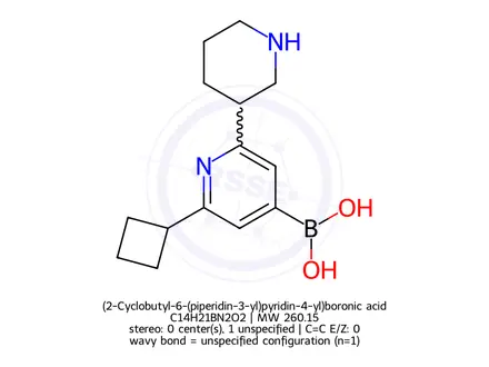 Chemical structure of (2-Cyclobutyl-6-(piperidin-3-yl)pyridin-4-yl)boronic acid