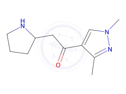 Chemical structure of 1-(1,3-Dimethyl-1h-pyrazol-4-yl)-2-(pyrrolidin-2-yl)ethan-1-one