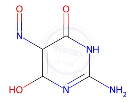 Chemical structure of 2,Amino,5,nitroso,4,6,pyrimidinediol