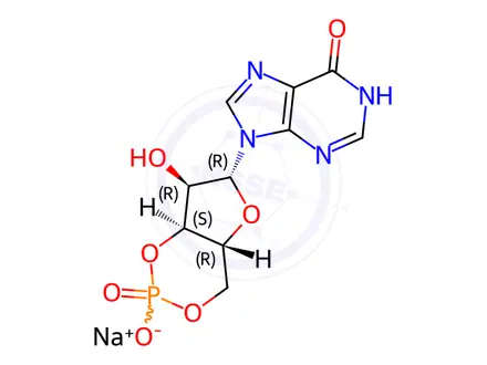 Chemical structure of Inosine-3',5'-cyclic Monophosphate Sodium Salt