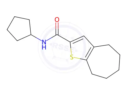 Chemical structure of n-Cyclopentyl-5,6,7,8-tetrahydro-4h-cyclohepta[b]thiophene-2-carboxamide